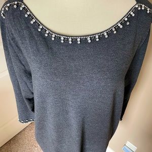 The Limited womens plus size 2X Charcoal grey sweater w Crystals